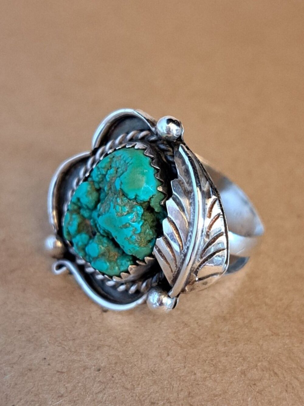 Vintage Navajo Signed Susie Benally Sterling Silver 925 Turquoise Ring Size 6.25 - Picture 7 of 7